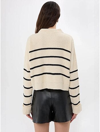 Maglione a righe con cerniera