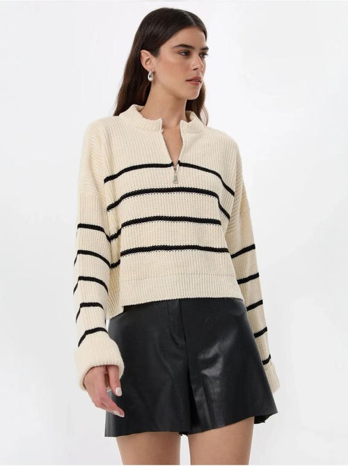 Maglione a righe con cerniera - Kiabi Maglione a righe con cerniera - Kiabi