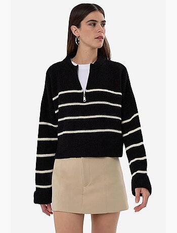 Maglione a righe con cerniera hiccup