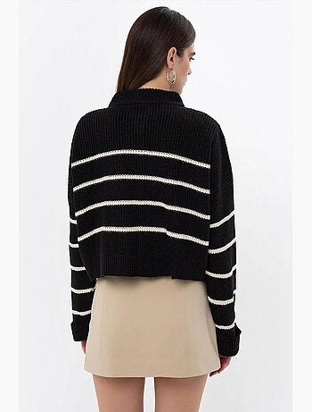 Maglione a righe con cerniera hiccup
