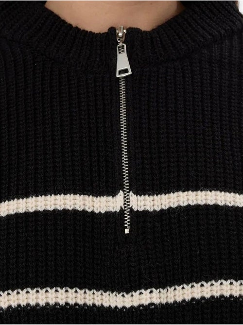 Maglione a righe con cerniera hiccup - Kiabi Maglione a righe con cerniera hiccup - Kiabi