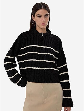 Maglione a righe con cerniera