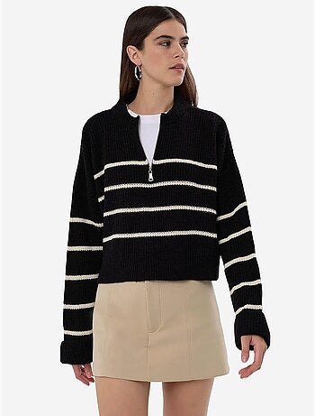 Maglione a righe con cerniera