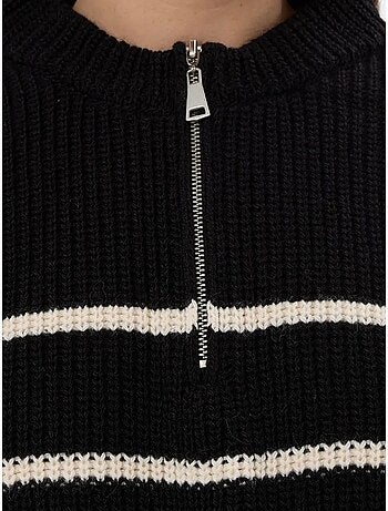 Maglione a righe con cerniera