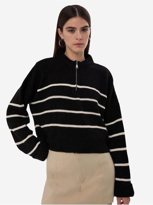 Maglione a righe con cerniera - Kiabi Maglione a righe con cerniera - Kiabi