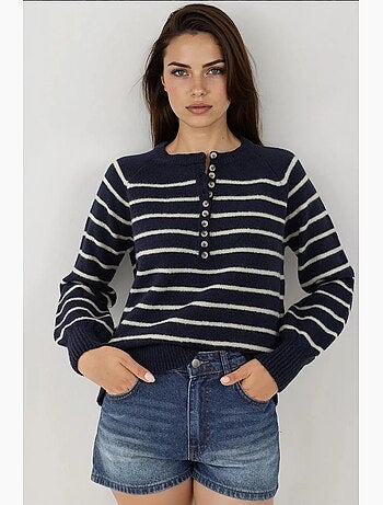 Maglione a righe con colletto e bottoni hiccup