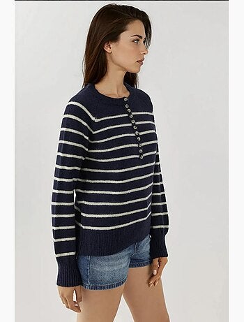 Maglione a righe con colletto e bottoni hiccup