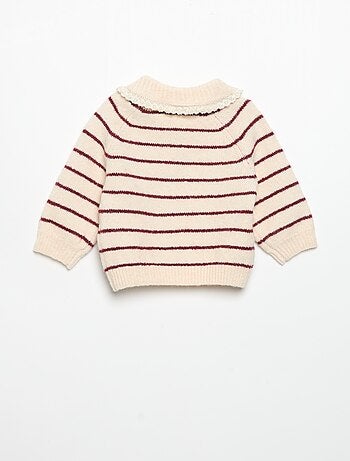 Maglione a righe con colletto fantasia