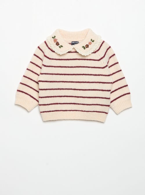 Maglione a righe con colletto fantasia - Kiabi