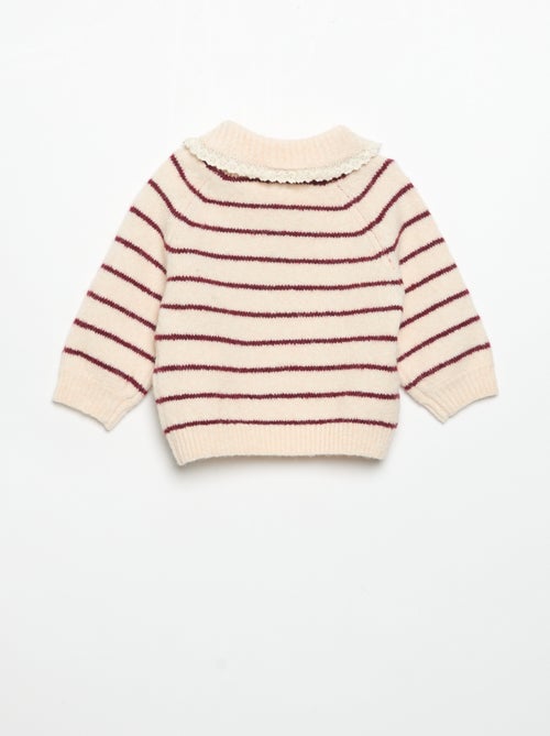 Maglione a righe con colletto fantasia - Kiabi