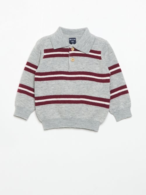 Maglione a righe con colletto polo - Kiabi