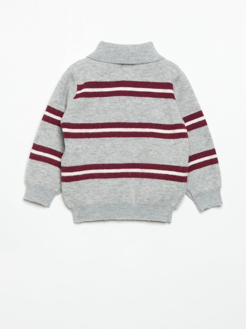Maglione a righe con colletto polo Grigio - Kiabi