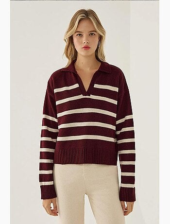Maglione a righe con colletto polo hiccup