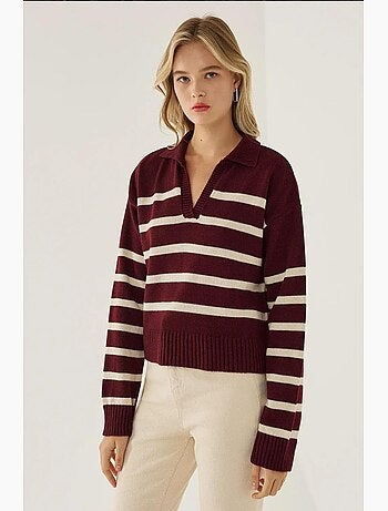 Maglione a righe con colletto polo hiccup