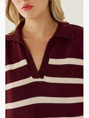 Maglione a righe con colletto polo hiccup