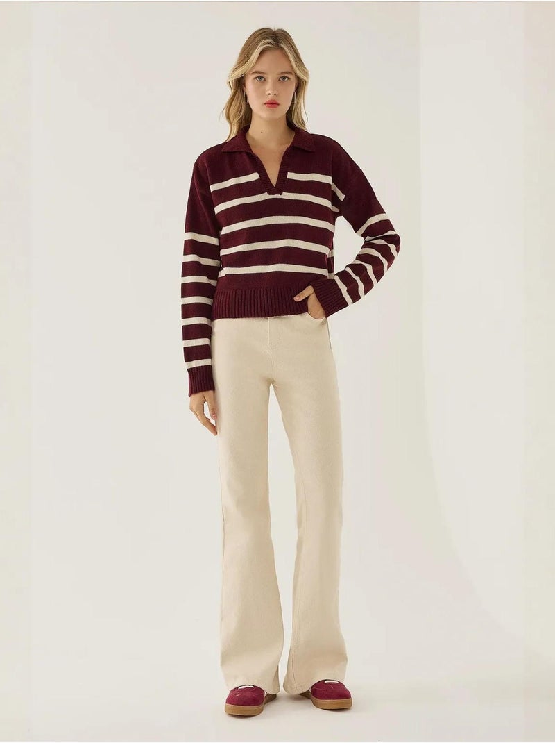 Maglione a righe con colletto polo hiccup Rosso - Kiabi