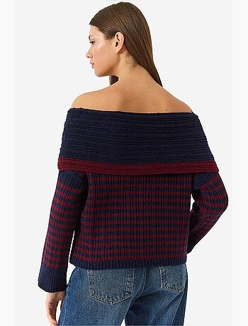 Maglione a righe con collo a cappuccio lucci