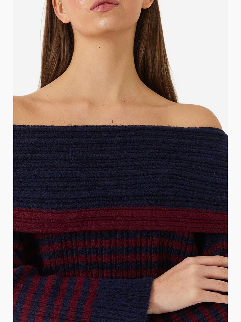 Maglione a righe con collo a cappuccio lucci Blu marino - Kiabi