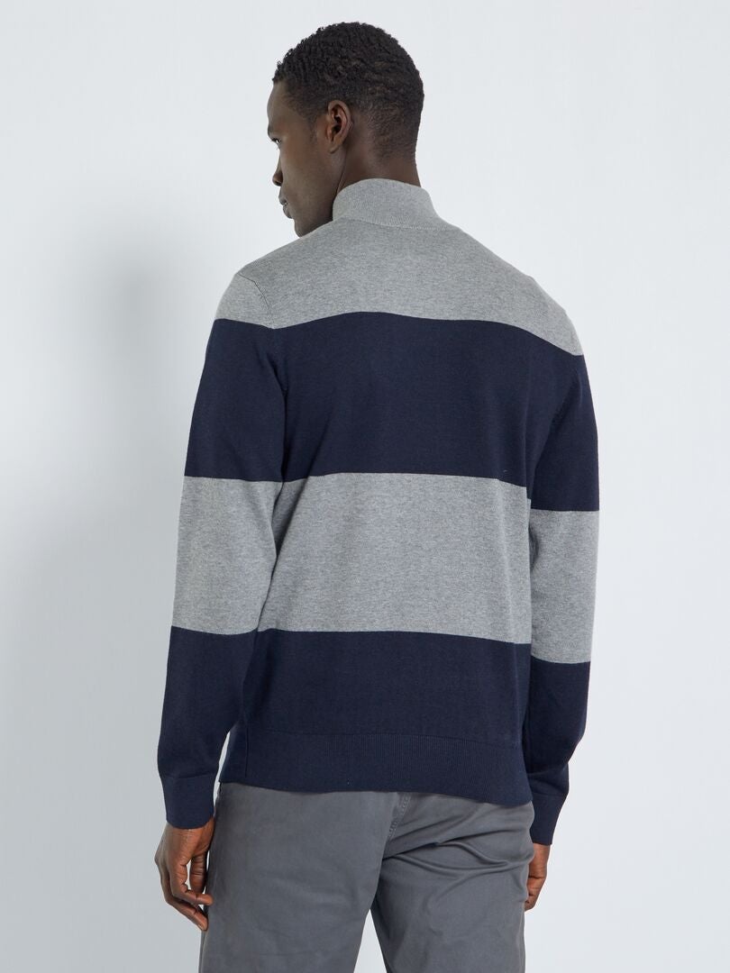Maglione a righe con collo alto con zip GRIGIO - Kiabi