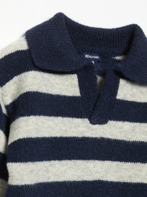 Maglione a righe con collo polo senza bottoni - Kiabi