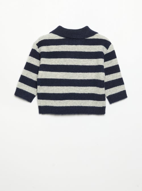 Maglione a righe con collo polo senza bottoni - Kiabi
