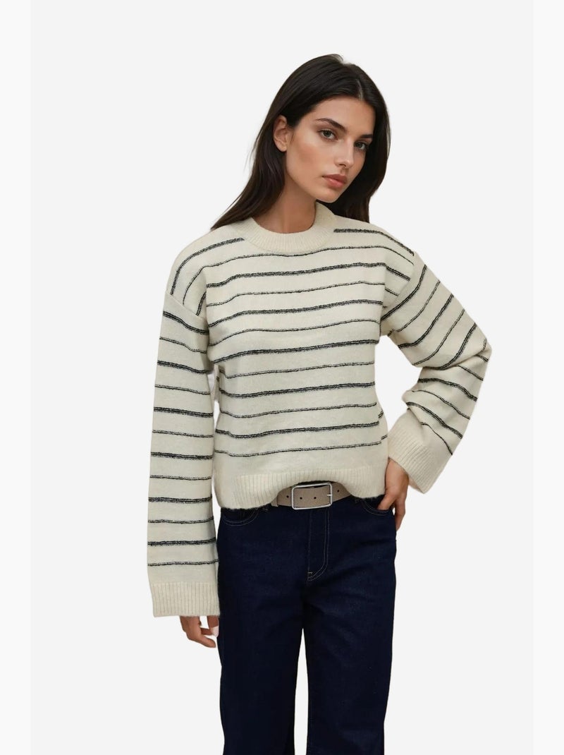 Maglione a righe con girocollo soft touch hiccup Crema - Kiabi