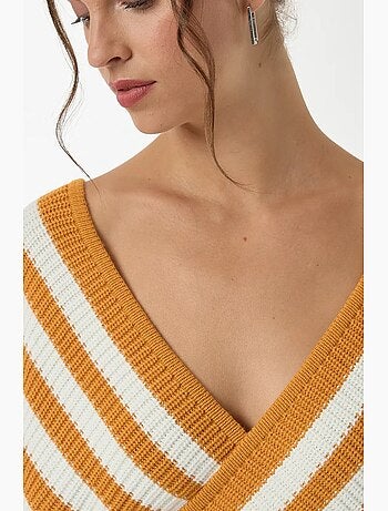 Maglione a righe con scollo a croce hiccup