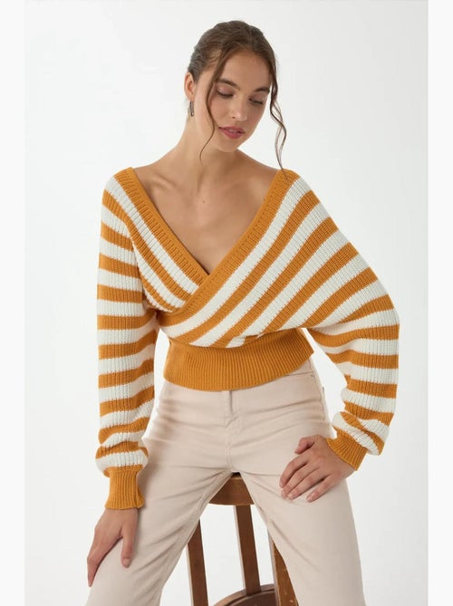 Maglione a righe con scollo a croce hiccup - Kiabi Maglione a righe con scollo a croce hiccup - Kiabi