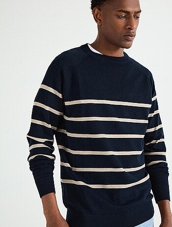 Maglione a righe da uomo a maglia, MO Fashion