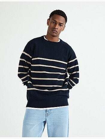 Maglione a righe da uomo a maglia, MO Fashion