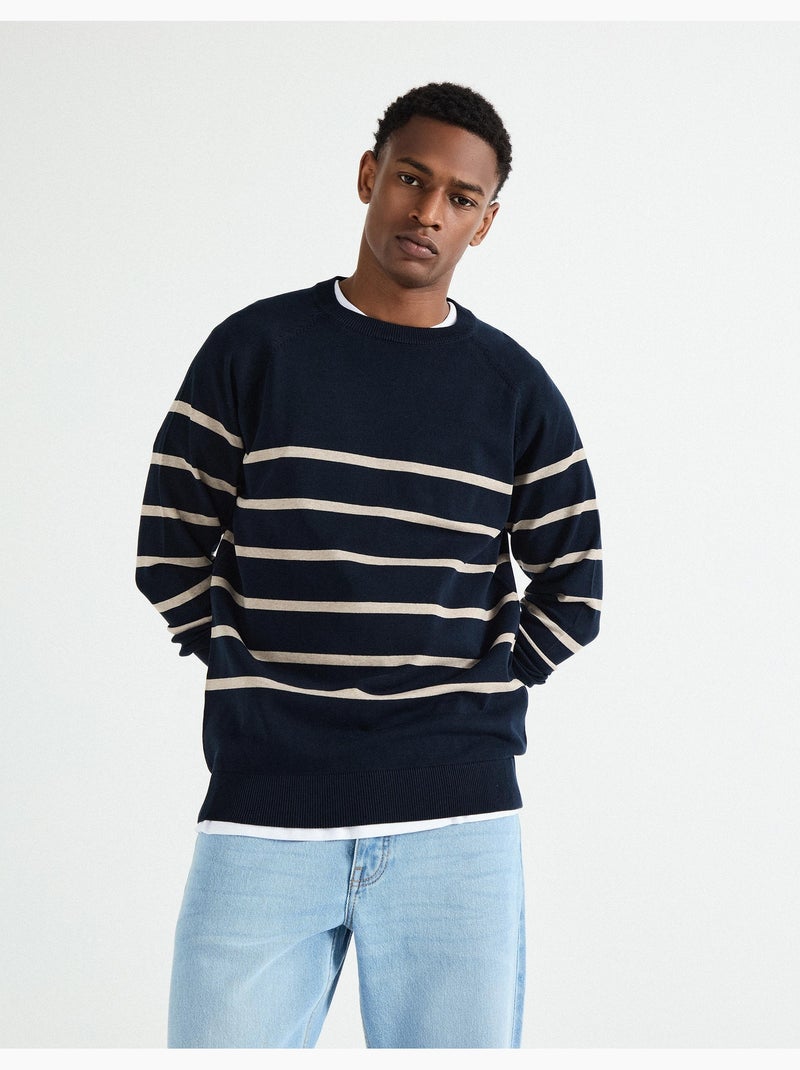 Maglione a righe da uomo a maglia, MO Fashion Blu - Kiabi
