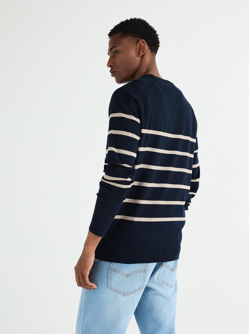 Maglione a righe da uomo a maglia, MO Fashion Blu - Kiabi