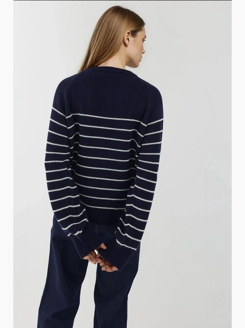 Maglione a righe dalla vestibilità ampia con dettagli a bottoni hiccup Blu marino - Kiabi