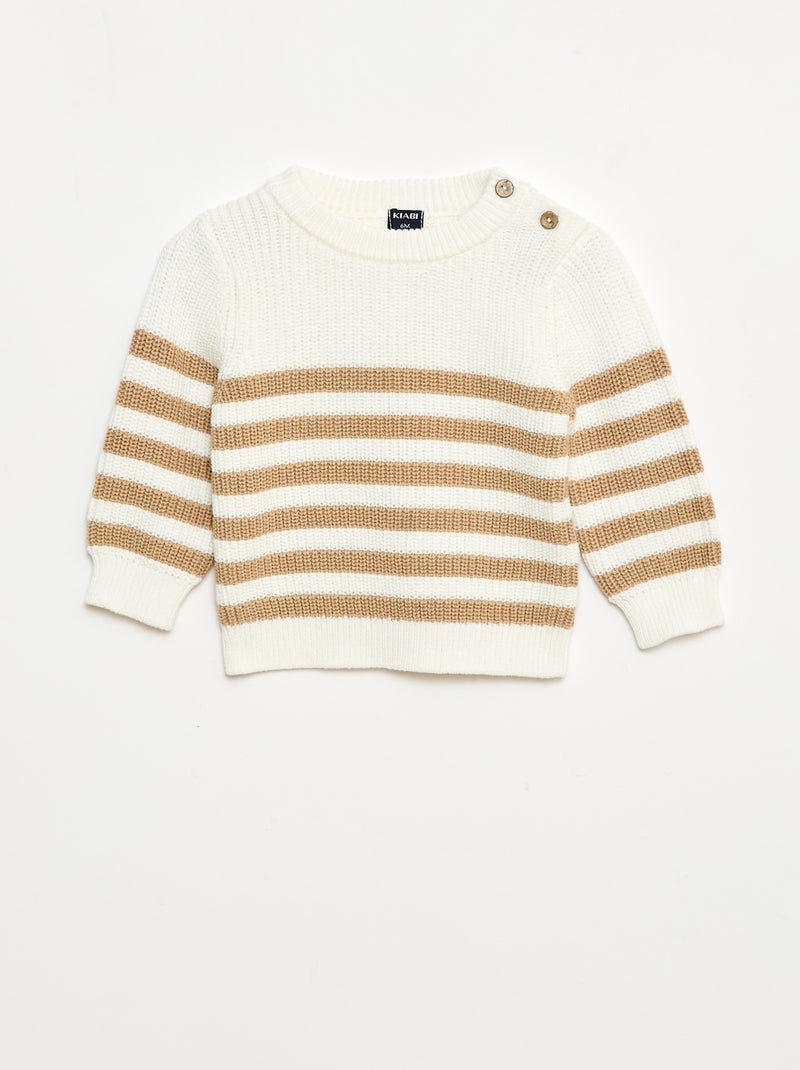 Maglione a righe in cotone Beige - Kiabi