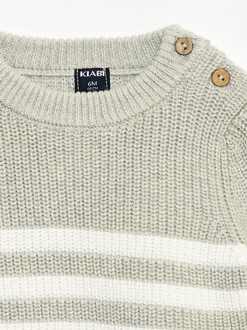 Maglione a righe in cotone Grigio - Kiabi