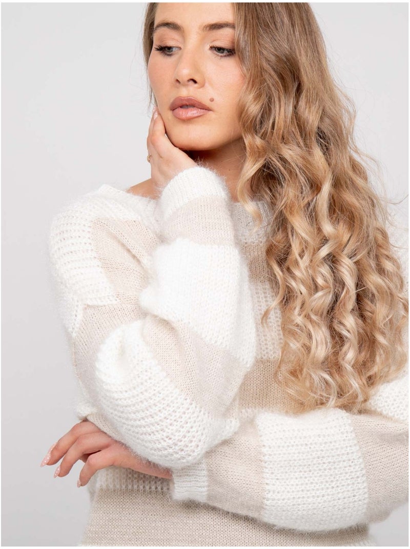 Maglione a righe larghe in maglia soffice klodel Beige - Kiabi
