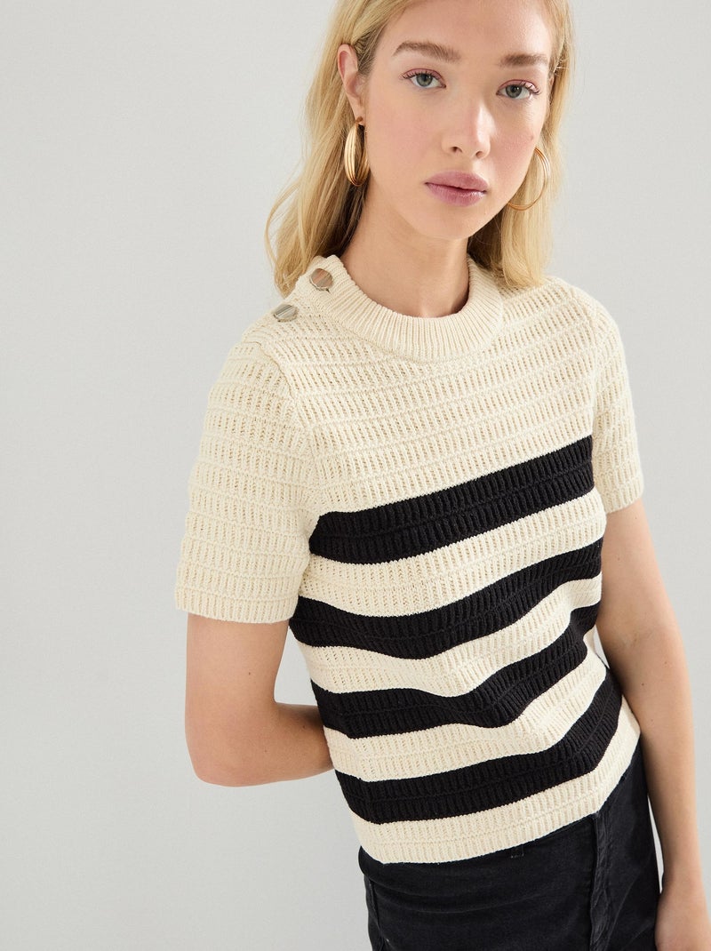Maglione a righe lavorate a maglia, MO Fashion Ecru - Kiabi