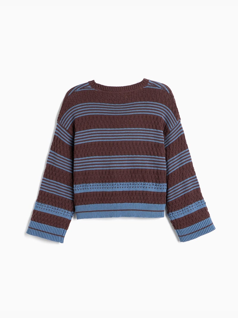 Maglione a righe lavorate a maglia, mo fashion Marrone - Kiabi