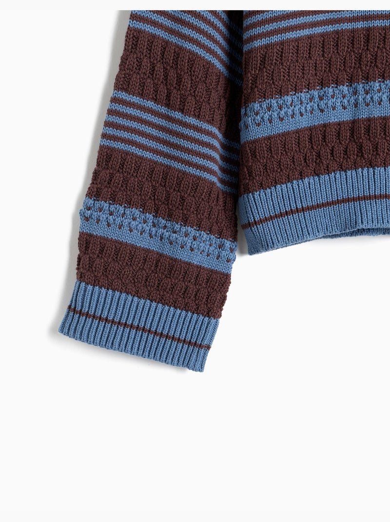 Maglione a righe lavorate a maglia, mo fashion Marrone - Kiabi