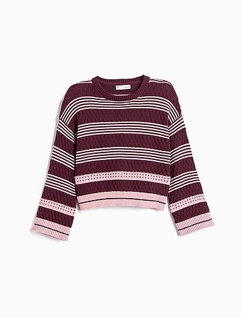 Maglione a righe lavorate a maglia, mo fashion