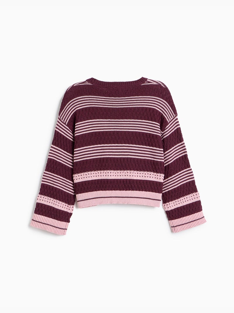 Maglione a righe lavorate a maglia, mo fashion Viola - Kiabi