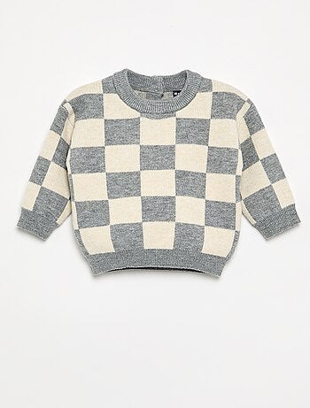 Maglione a scacchi a maglia grossa