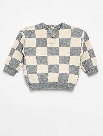 Maglione a scacchi a maglia grossa