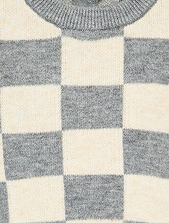 Maglione a scacchi a maglia grossa
