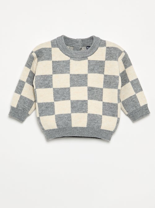 Maglione a scacchi a maglia grossa - Kiabi