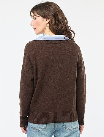 Pullover a V tinta unita