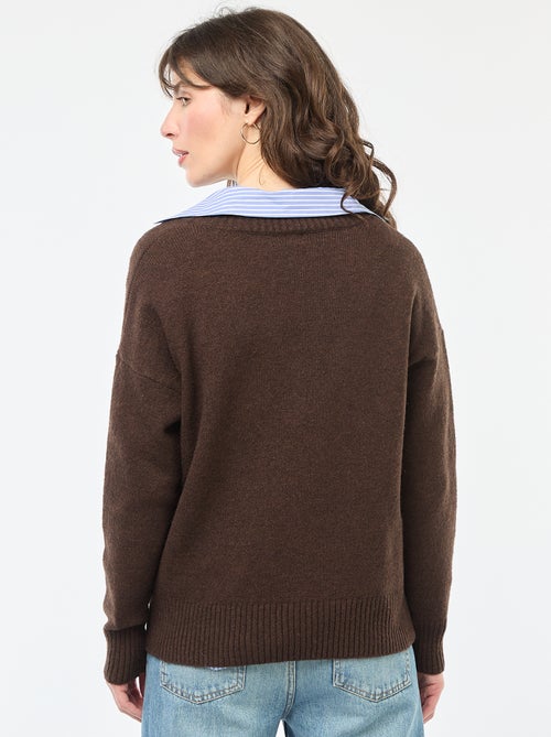 Maglione a tinta unita con scollo a V - Kiabi