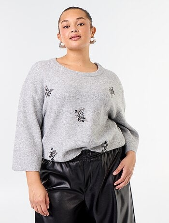 Maglione a tinta unita con strass