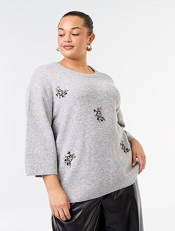 Maglione a tinta unita con strass