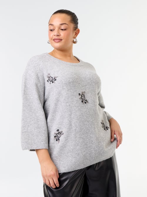 Maglione a tinta unita con strass - Kiabi Maglione a tinta unita con strass - Kiabi